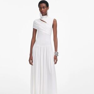 self-portrait White Jersey Cut Out Midi Dress - Size: US12 - MSRP $560 -  NWT